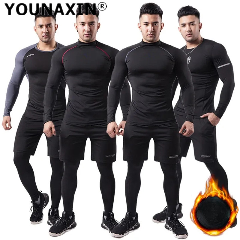 3-piece Men Plush Warm Sports  - T Shirt Tight Fit recension och pris