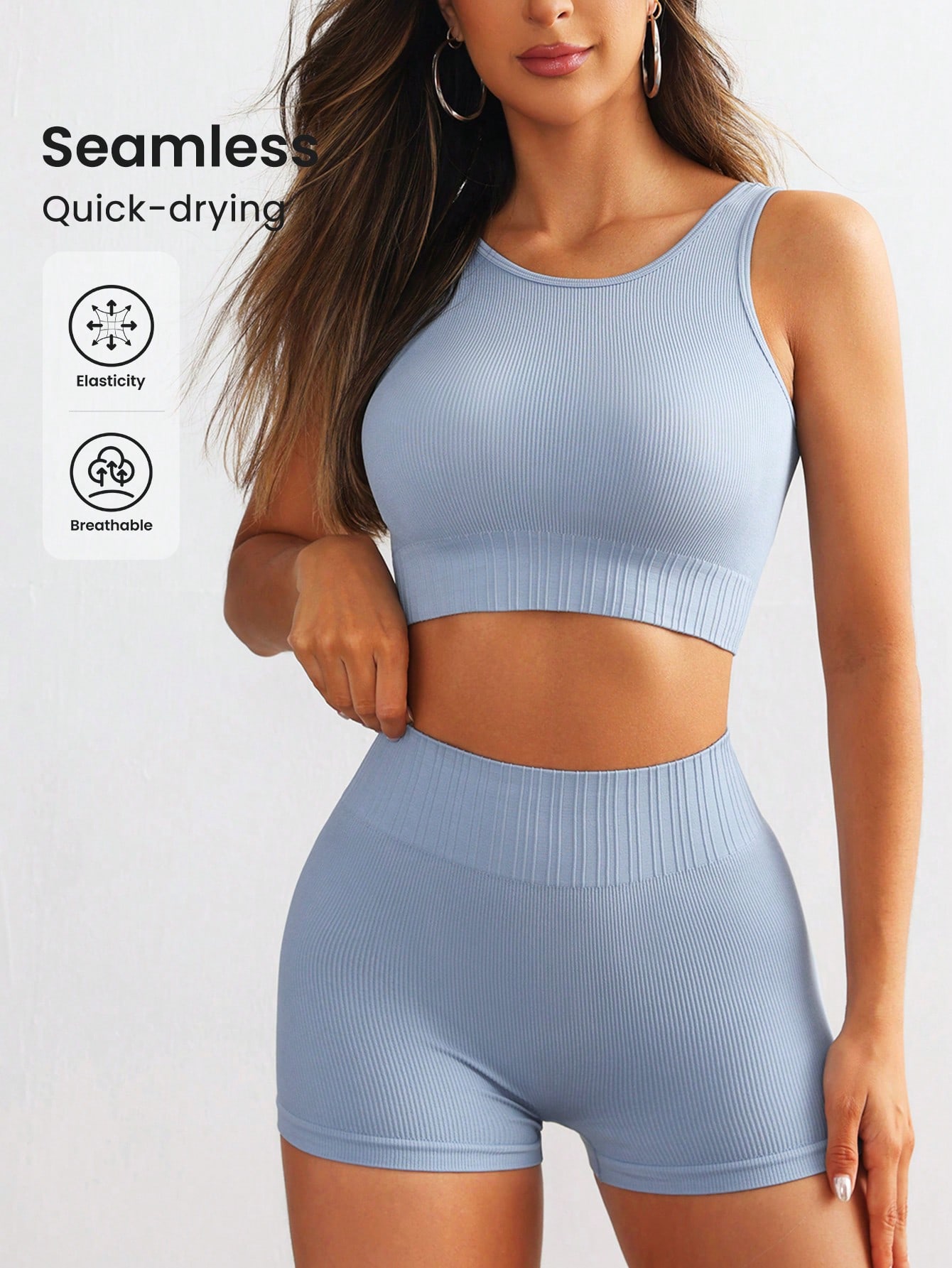 Women Seamless Ribbed Yoga Set - Tank Top Ribbed recension och pris